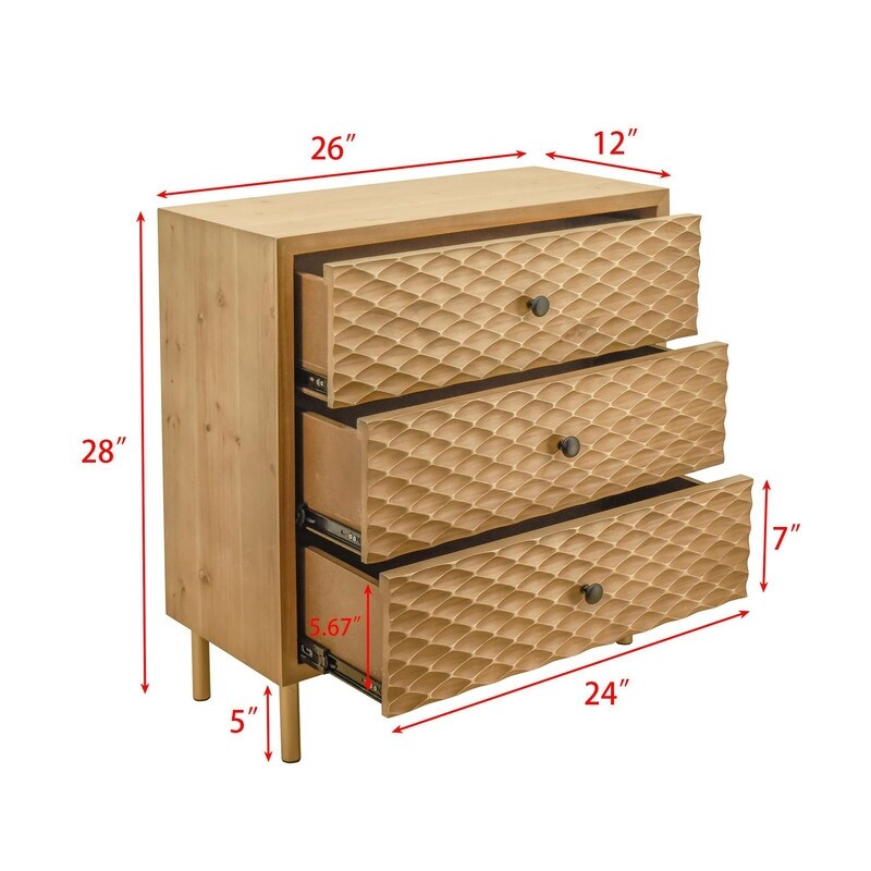 Wooden Accent Storage Cabinet with 3 Drawers