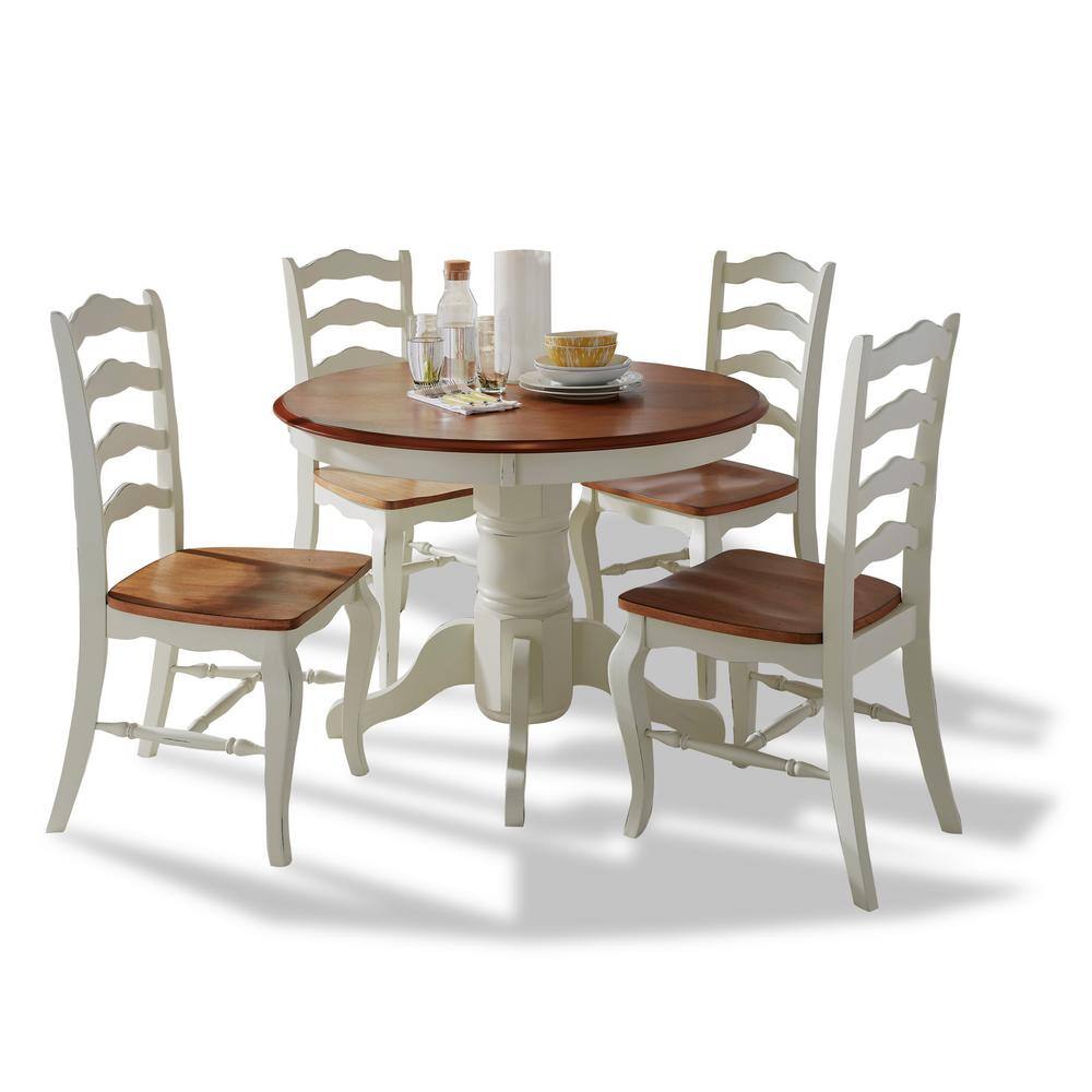 HOMESTYLES French Countryside 5-Piece Oak and Rubbed White Dining Set 5518-308