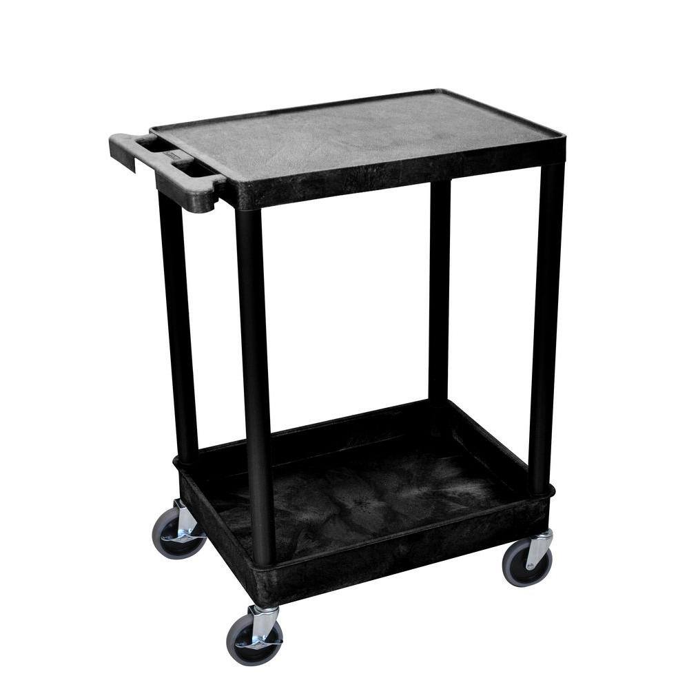 H Wilson STC Series 18 in. W x 24 in. L 2-Shelf Utility Cart Black STC21-B