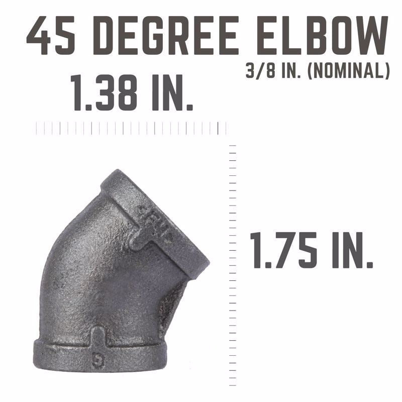 ELBOW 45 DEG BLACK 3/8