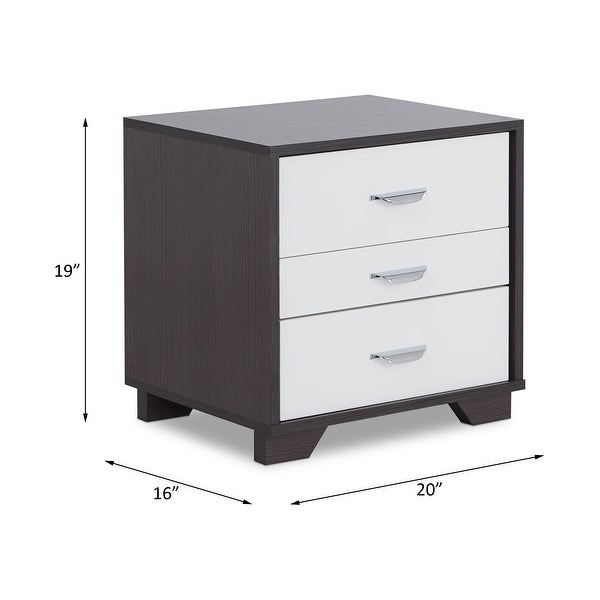 ACME Eloy Nightstand with 3 Drawers in Walnut and Espresso - - 21895280