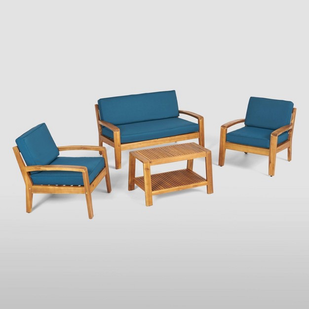 4pc Grenada Acacia Patio Chat Set Teak Christopher Knight Home