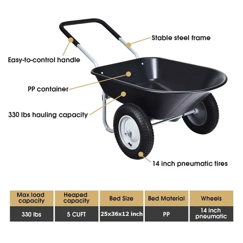 2 Wheel Wheelbarrow Garden Cart Heavy-duty Dolly Utility Car