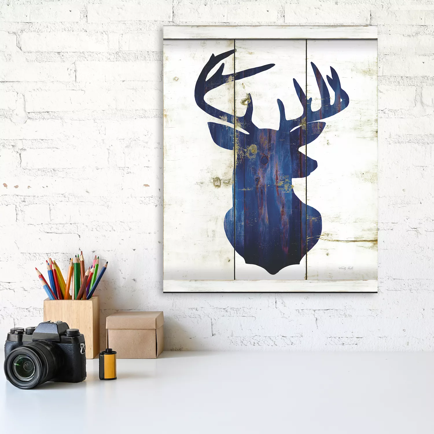 COURTSIDE MARKET Navy Blue Buck Canvas Wall Art