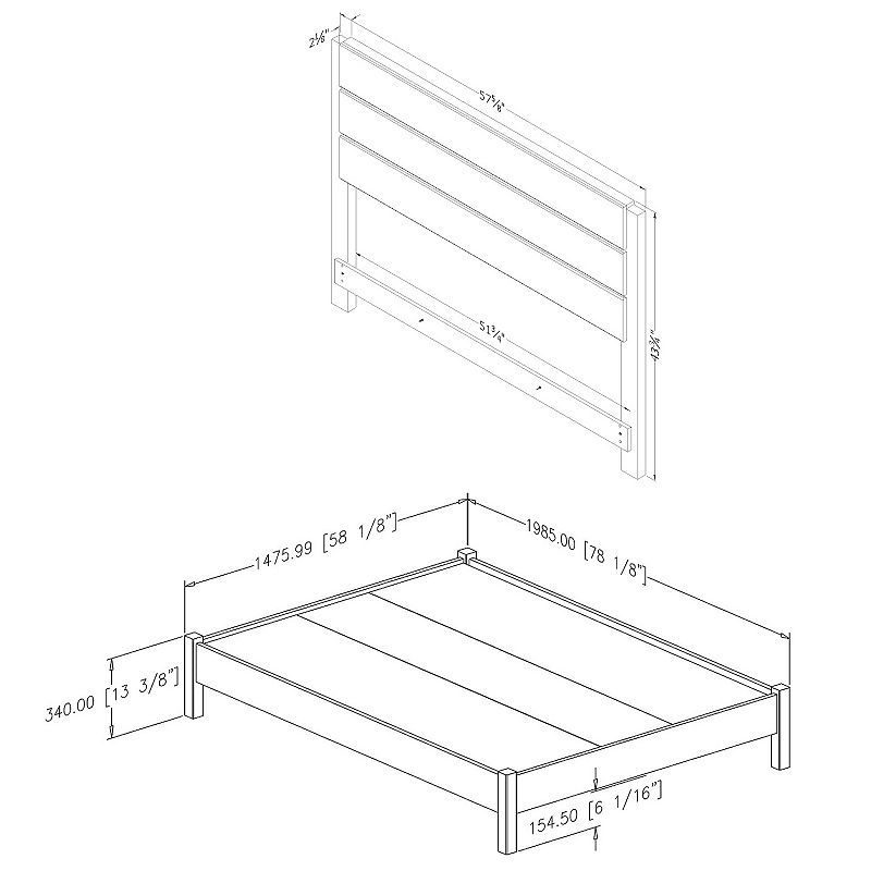 South Shore Munich Full Platform Bed Set