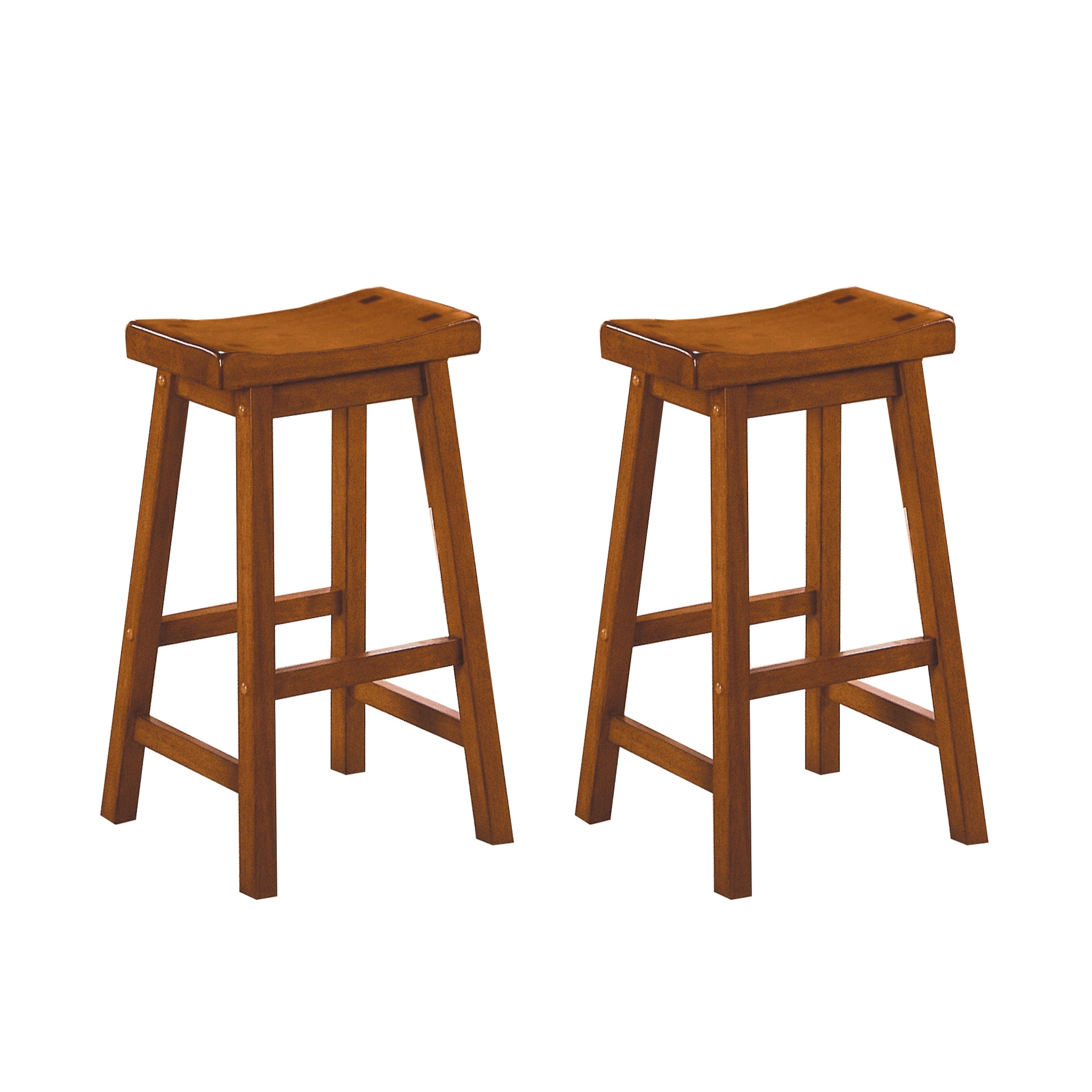 Casual Dining 29-inch Bar Height Stools 2pc Set Saddle Seat Solid Wood