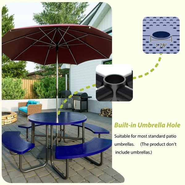 46-inch Coated Outdoor Top Round Portable Picnic Table - Overstock - 37500506