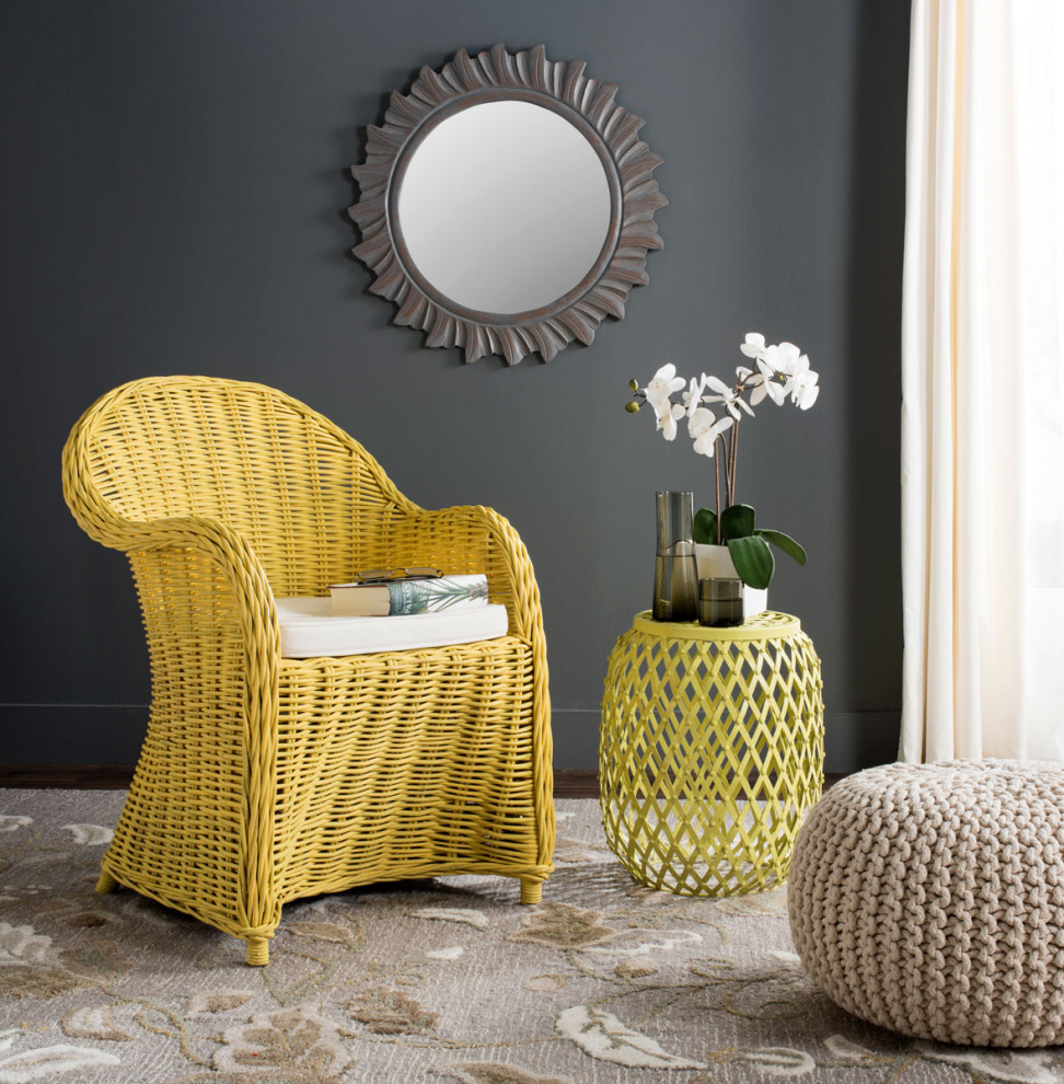 Lissie Wicker Club Chair Yellow   Tropical   Armchairs And Accent Chairs   by Peachtree Fine Furniture  Houzz