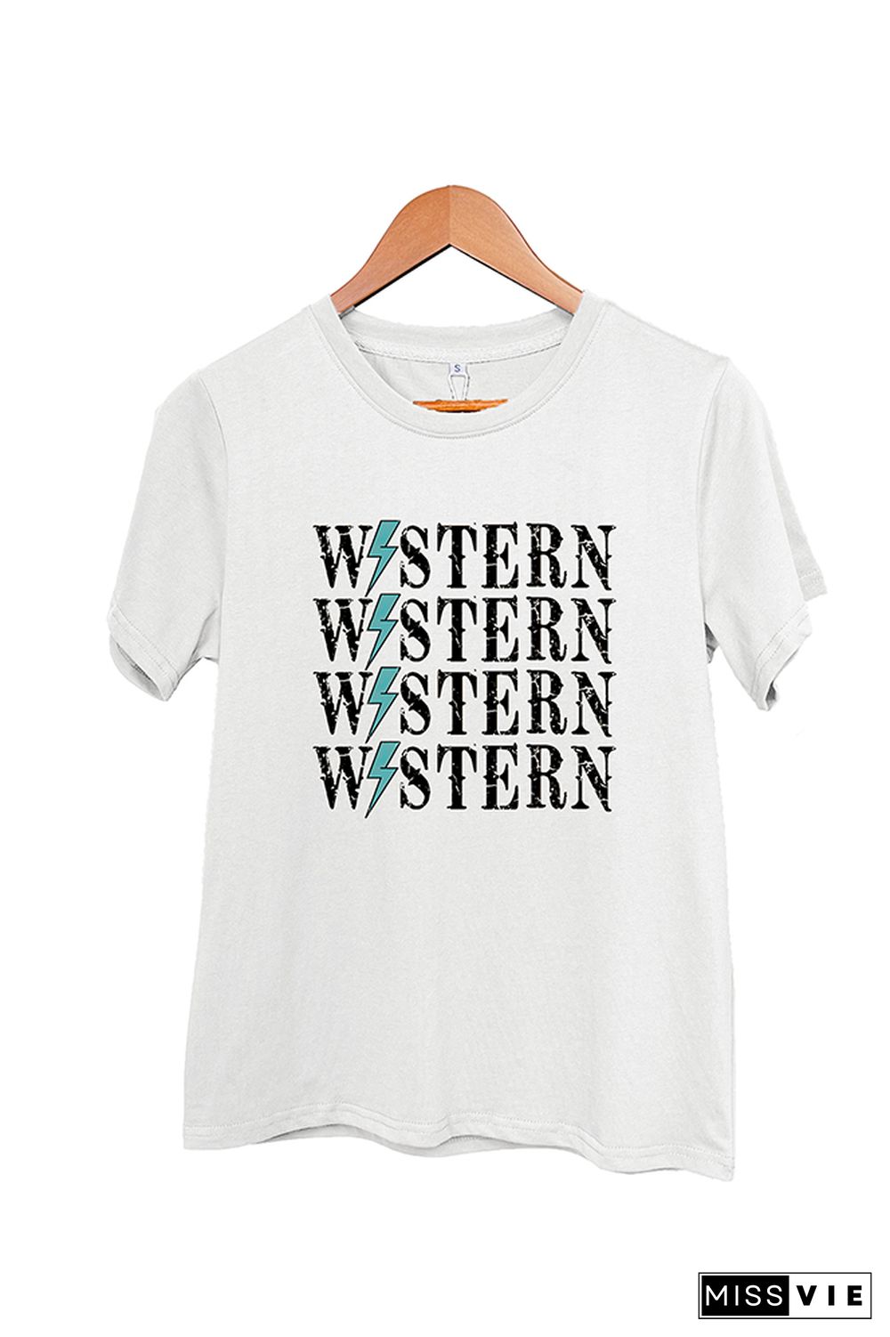 Western lightening Bolt Short Sleeve Graphic Tee Wholesale