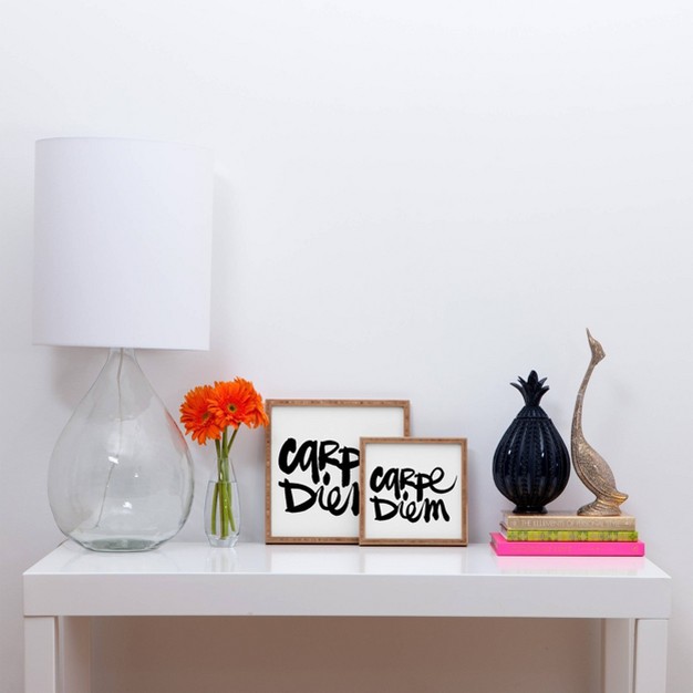 Kal Barteski Carpe Diem Square Tray Black white Deny Designs