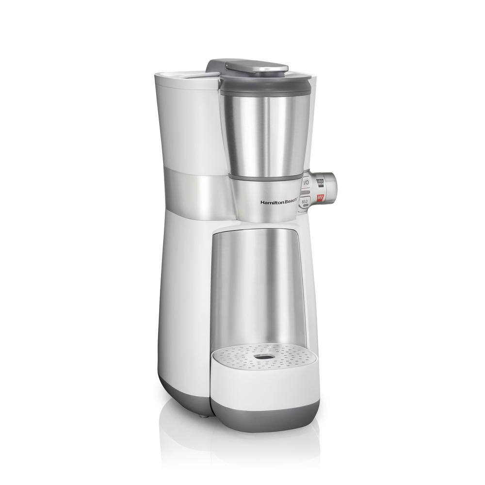 Hamilton Beach Convenient Craft 2-Cup White Drip Coffee Maker with Hot or Cold Brew 42500