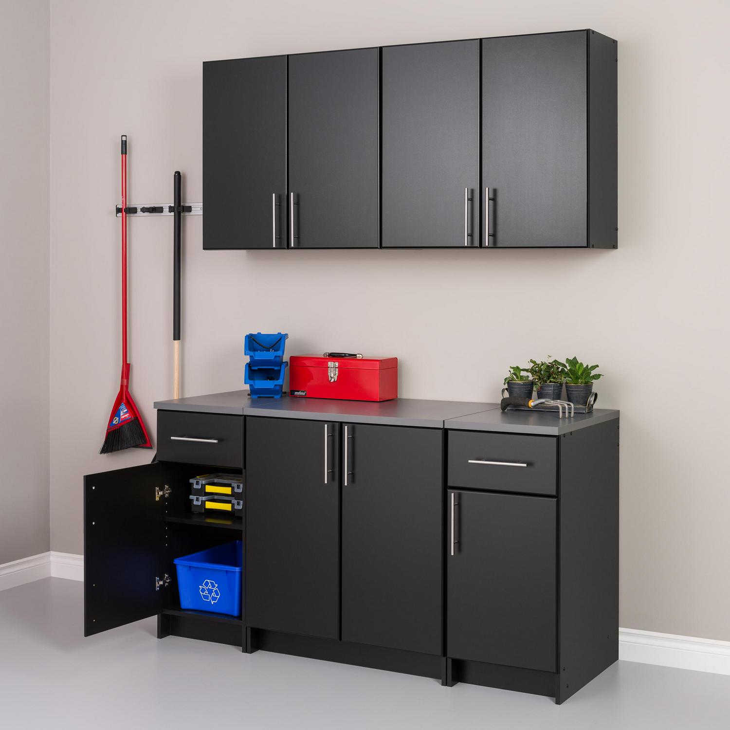 Prepac 1-Shelf Stackable Wall Cabinet， Black