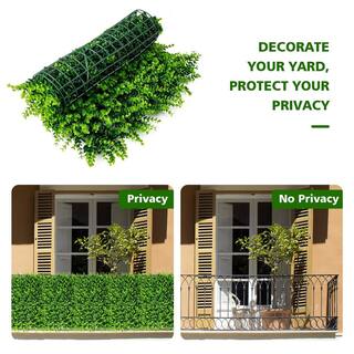 WELLFOR 12-Piece 24 in. L x 16 in. W x 3 in. H PE Garden Fence Artificial Eucalyptus Hedge Plant Privacy Fence Panels OP-HPY-70778