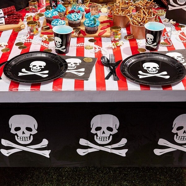 3-Pack Plastic Rectangular Tablecloth Pirate Skull Party Table Covers 54