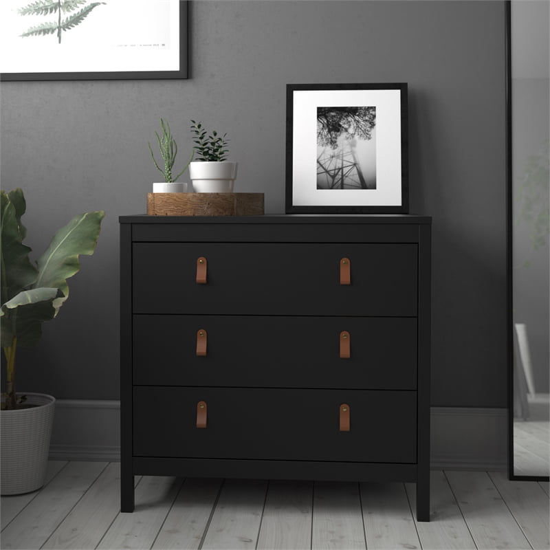 Madrid 3 Drawer Chest, Black Matte