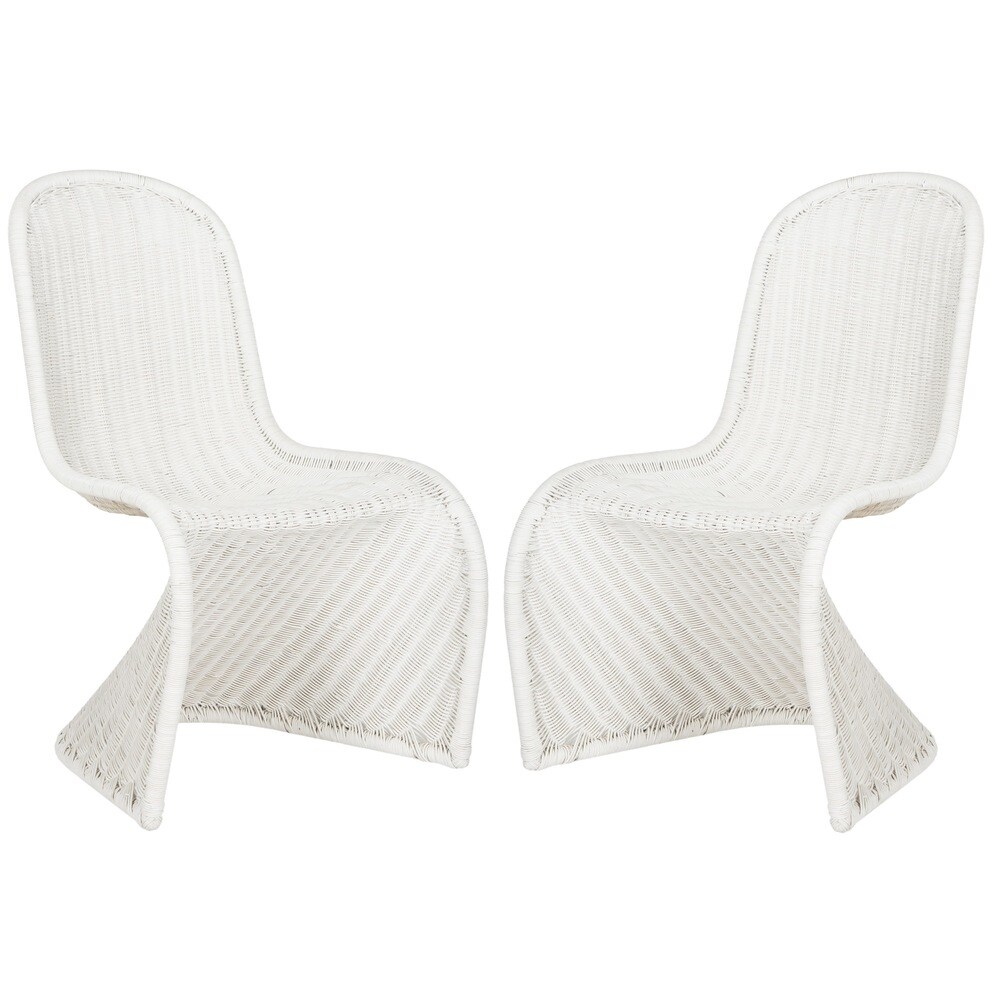 SAFAVIEH Tana White Wicker Dining Chair (Set of 2)