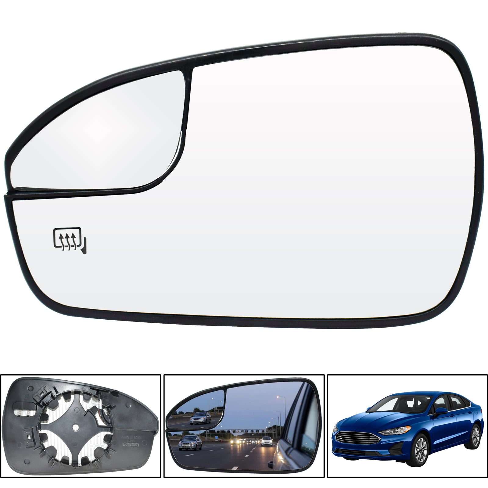 XUKEY Heated Mirror Glass for  Ford Fusion 2013-2020 Left Driver Side Door Wing Mirror Glass Heated View