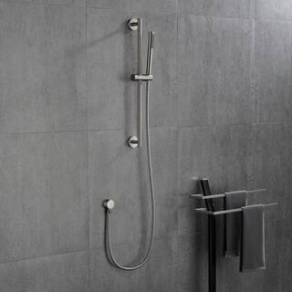 WELLFOR 1-Spray Wall Bar Shower Kit with Hand Shower in Brushed Nickel WA3003NS