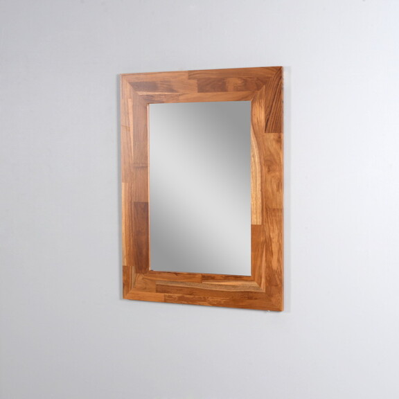 Solid Teak Wood Wall Mounted Mirror for Bathroom B...