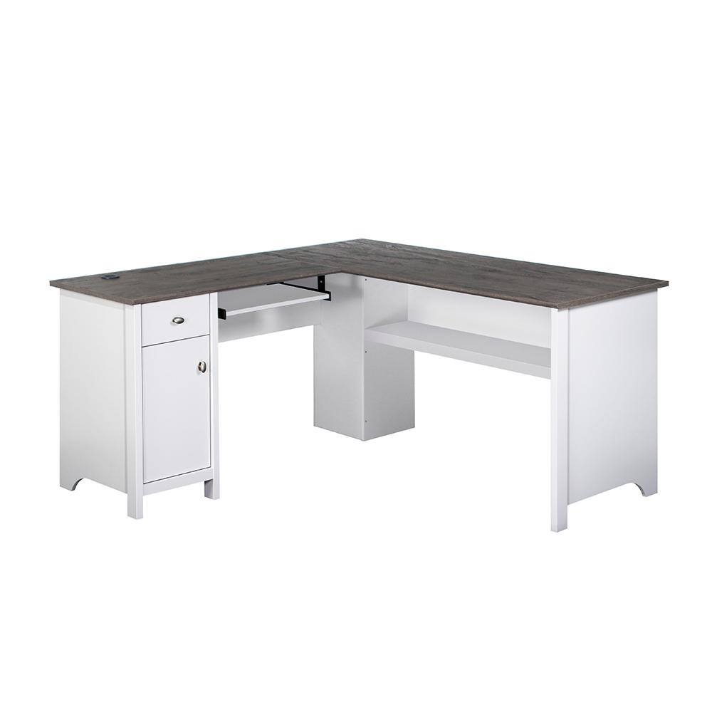 SAINT BIRCH Olivia 59 in. Gray Oak and White Wood 1-Drawer Writing Desk SBOV1025LDWG