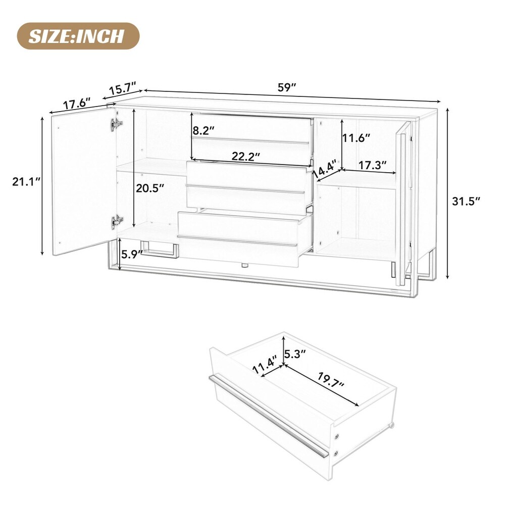 Modern Sideboard Buffet Cabinet with Storage  59\