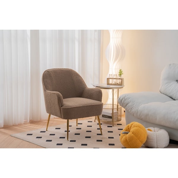 Modern Soft Teddy Fabric Ergonomics Accent Chair Living Room Chair Bedroom Chair Home Chair With Adjustable Legs