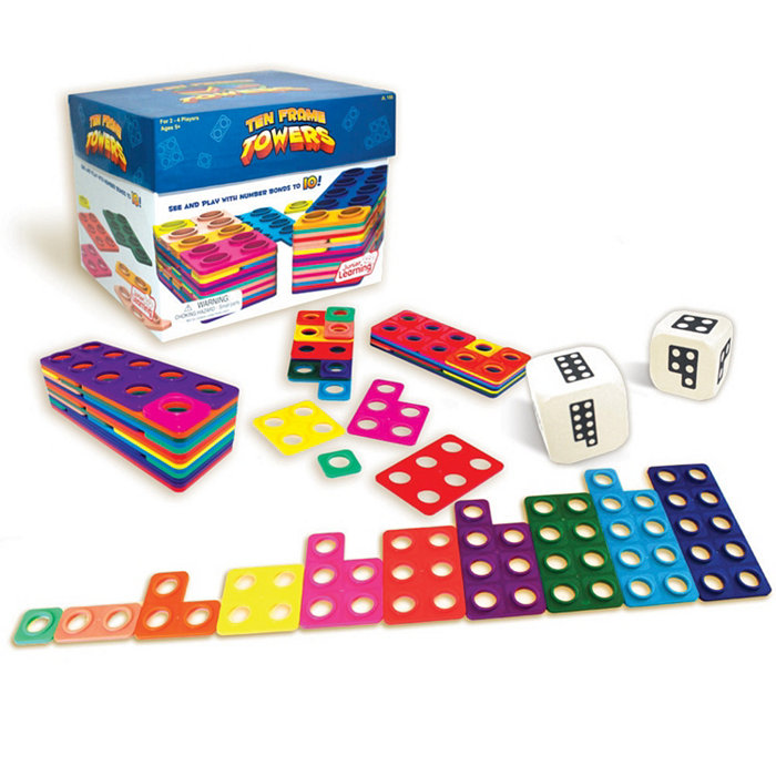 Junior Learning Ten Frame Towers Game Teaches counting numbers visualizing numerals and building number bonds