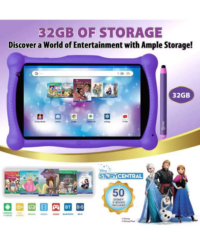 Contixo 7 Android Kids Tablet 32GB Includes 50+ Disney Storybooks and Stickers Protective Case with Kickstand and Stylus (2023 Model)