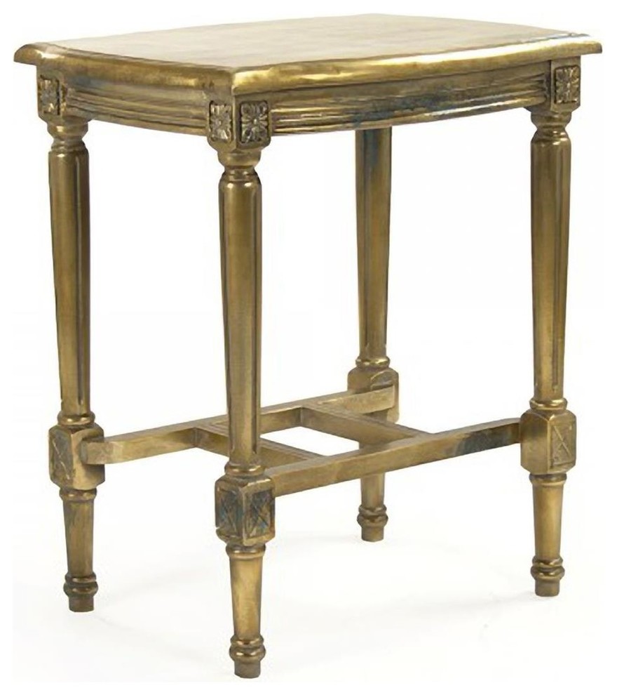 Side Table BURKETT Brass Wood   Traditional   Side Tables And End Tables   by EuroLuxHome  Houzz