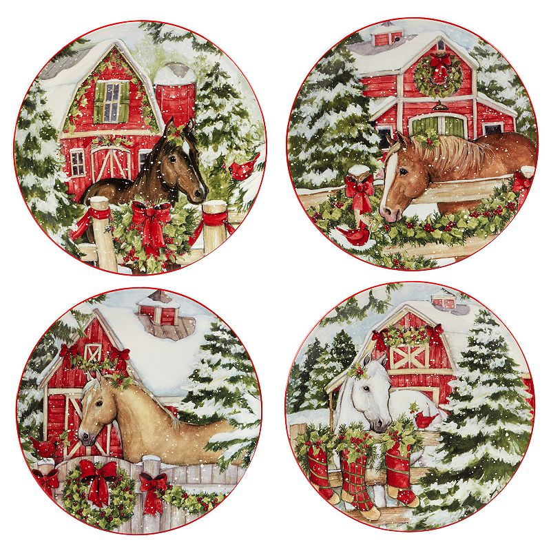 Certified International Homestead Christmas 4-pc. Dessert Plate Set