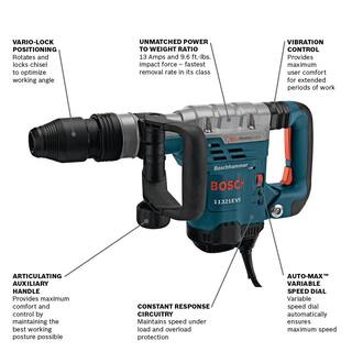 Bosch 13 Amp 1-916 in. Corded Variable Speed SDS-Max Concrete Demolition Hammer with Carrying Case 11321EVS