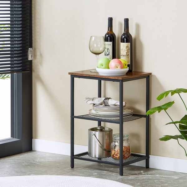 Modern Narrow Side Table with 3-tier Mesh Storage Shelves(1PCS/2PCS)