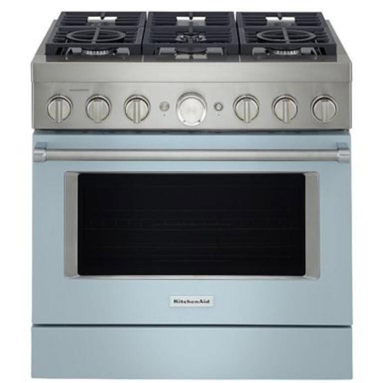 KitchenAid 36-inch Freestanding Gas Range with Even-Heat? True Convection KFGC506JMB