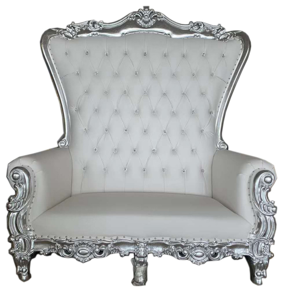 Kyrie King Silver Throne Club Loveseat   Victorian   Loveseats   by Infinity Furniture  Houzz