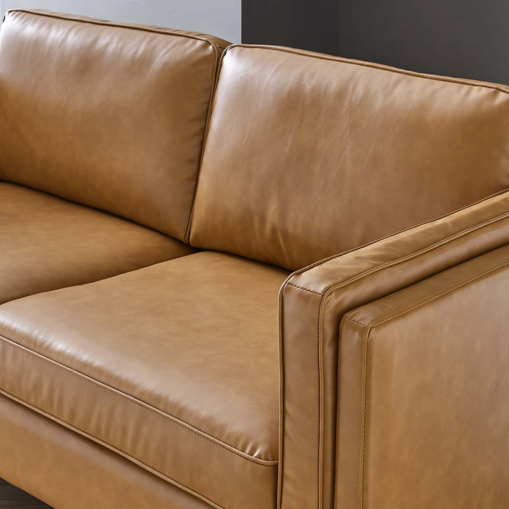 Kaiya Vegan Leather Sofa  Tan   Contemporary   Sofas   by Homesquare  Houzz