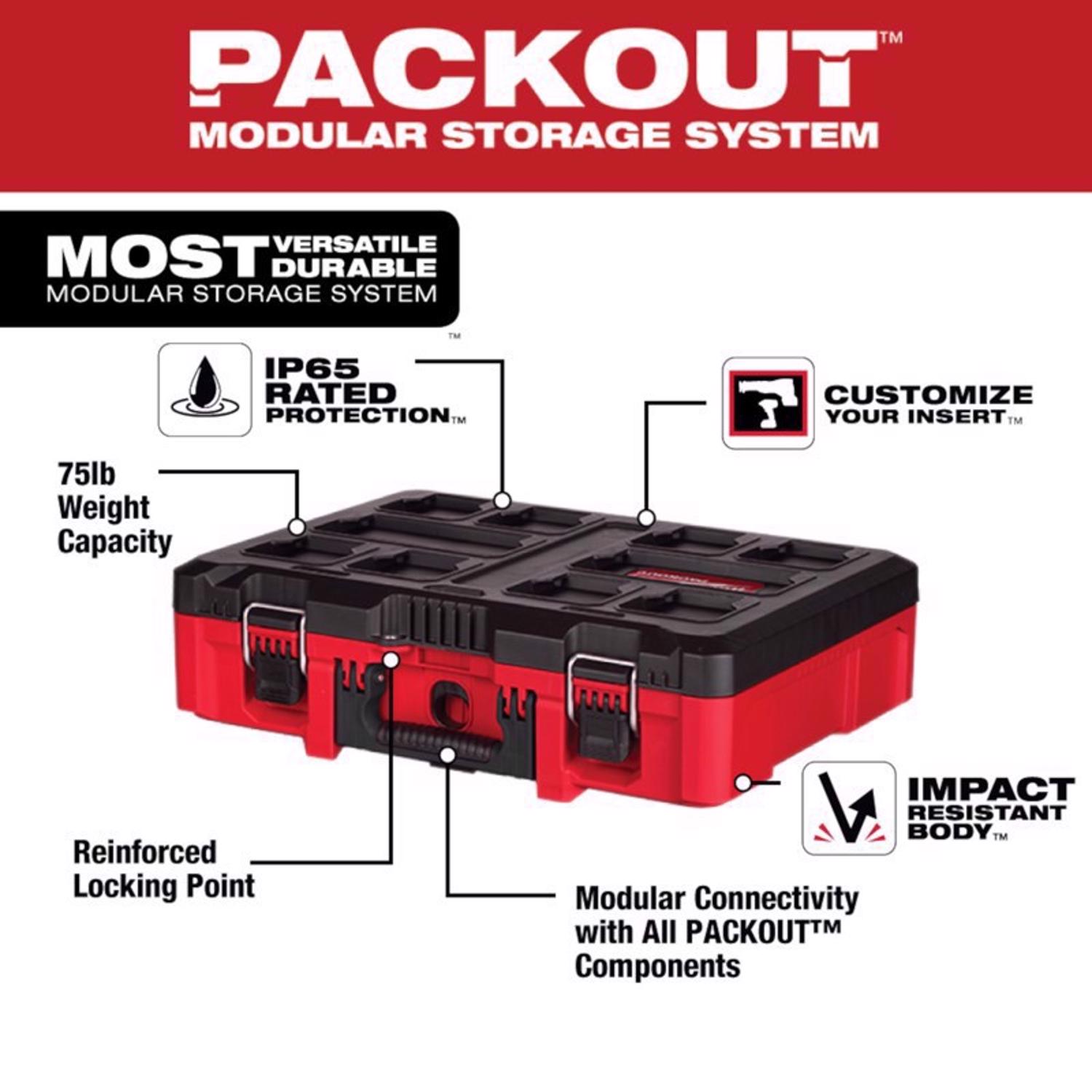 MW Packout 20 in. Tool Case with Foam Insert Black/Red