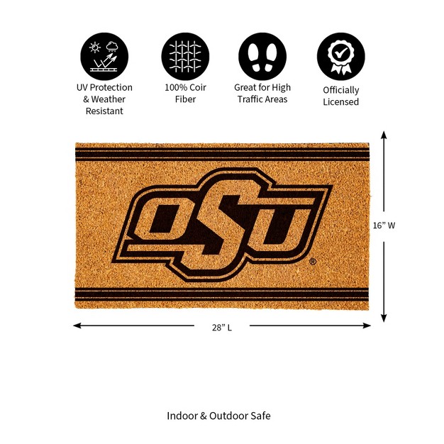 Evergreen Oklahoma State University Logo Turf Mat Brown 28 X 16 Inches Indoor Outdoor Doormat