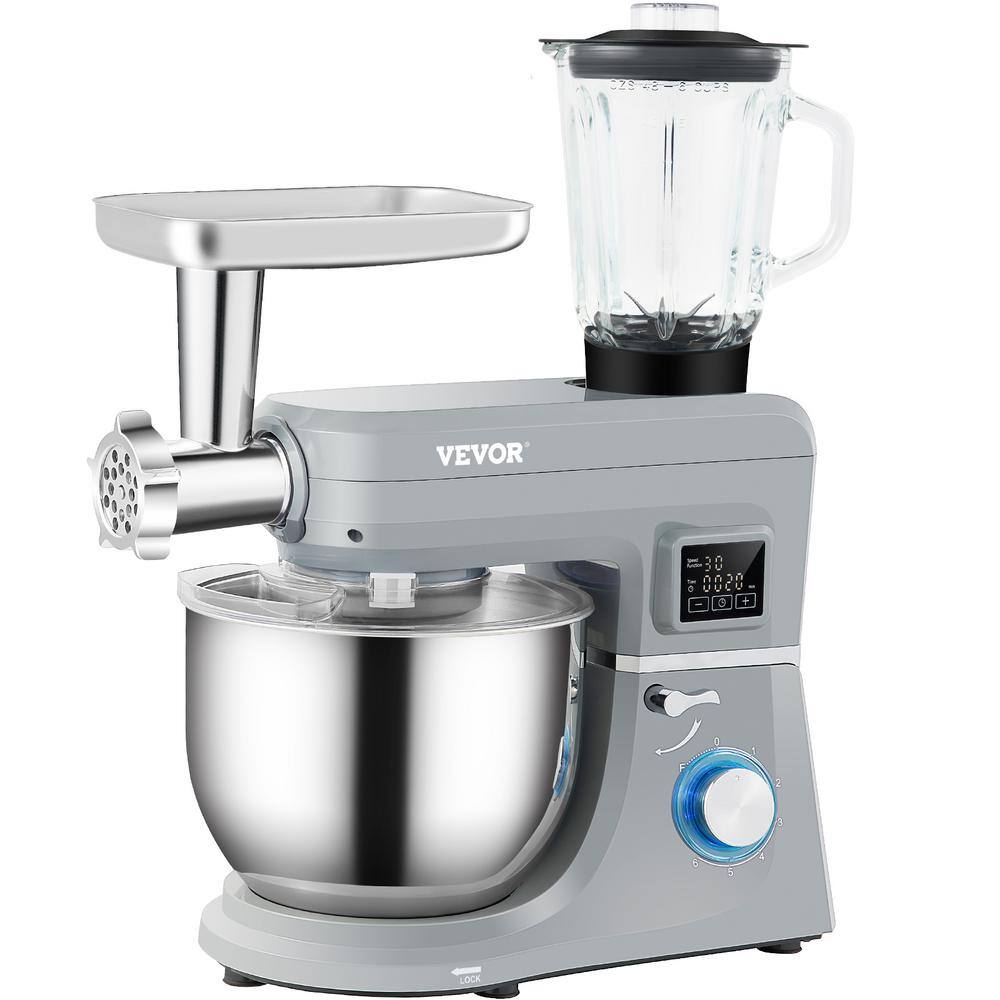 VEVOR 7.4 Qt. 5-In-1 Stand Mixer 660-Watt Multi-Functional Electric Mixer with Stainless Bowl Gray ZRLLSJBJLSDFJR1CDV1