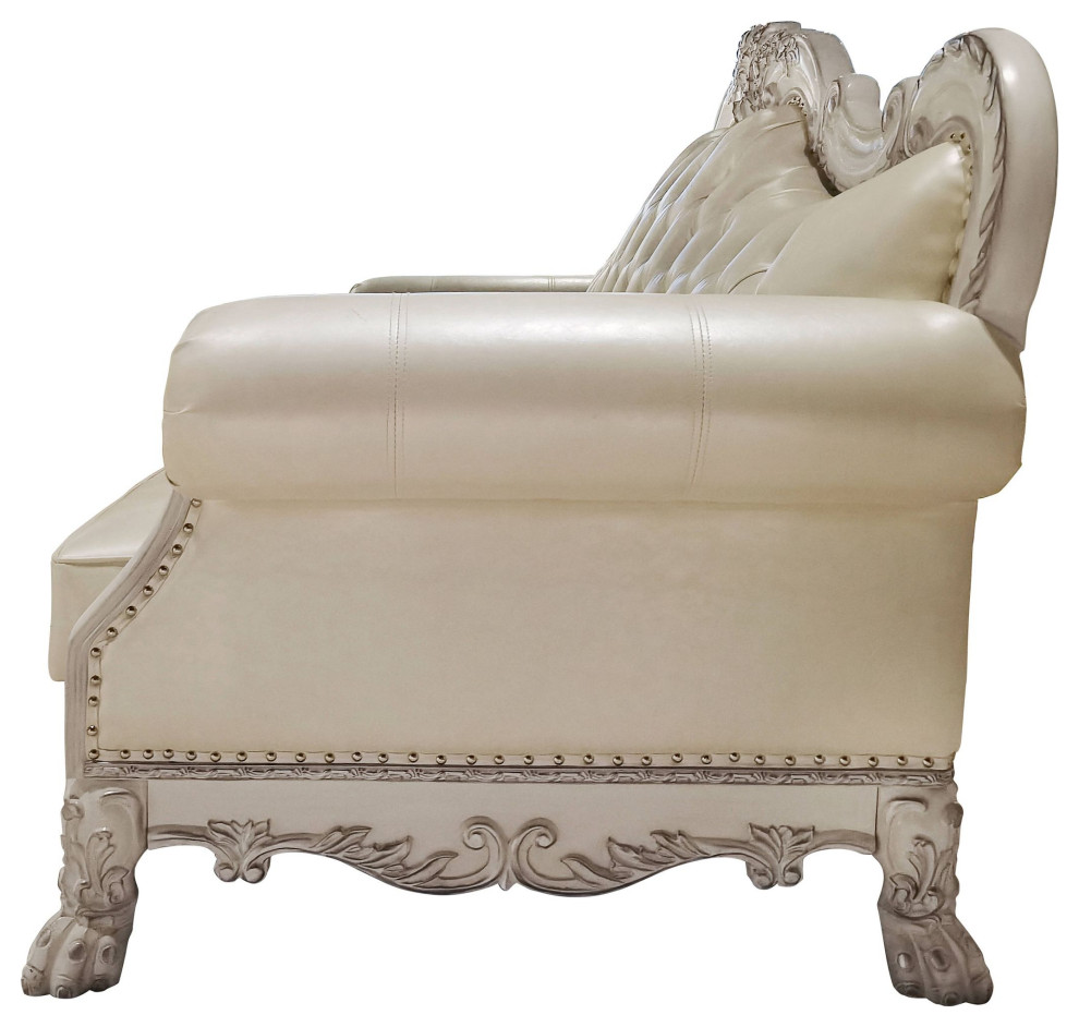 Dresden 38 quotW Upholstered Sofa  Antique White   Victorian   Sofas   by Acme Furniture  Houzz