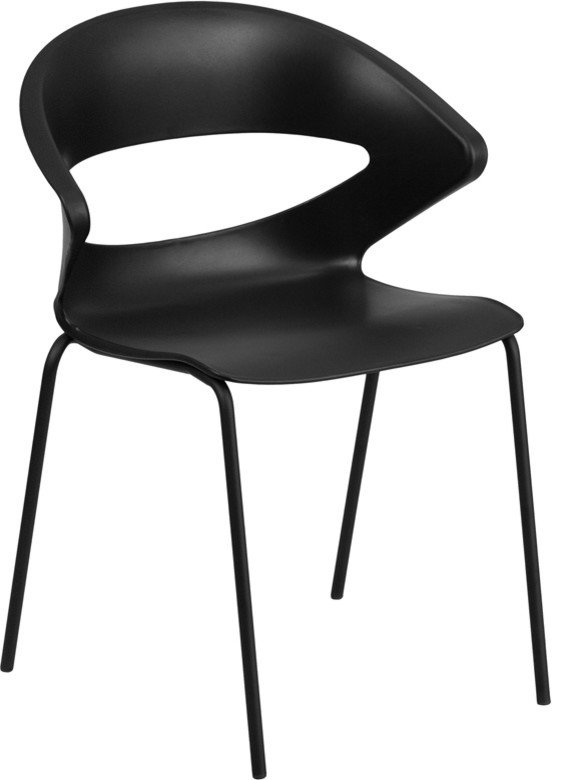 Flash Furniture Hercules Series 440 Lb. Capacity Black Stack Chair   Midcentury   Armchairs And Accent Chairs   by Buildcom  Houzz