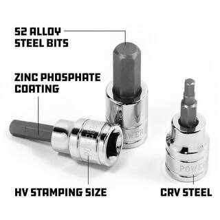 POWERBUILT 7 Piece 38 Inch Drive SAE Hex Bit Socket Set 648661