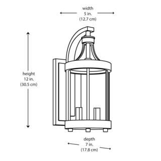 Home Decorators Collection Glastonbury Caged 12 in. 2-Light Aged Iron Outdoor Wall Light Fixture with Clear Glass DC-C3083