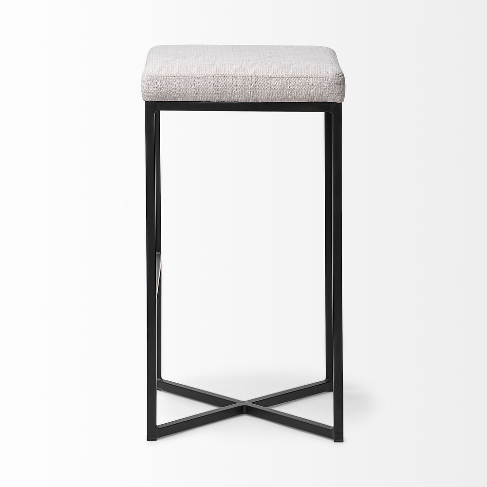 Frodo White Fabric Seat with Black Iron Frame Bar Stool