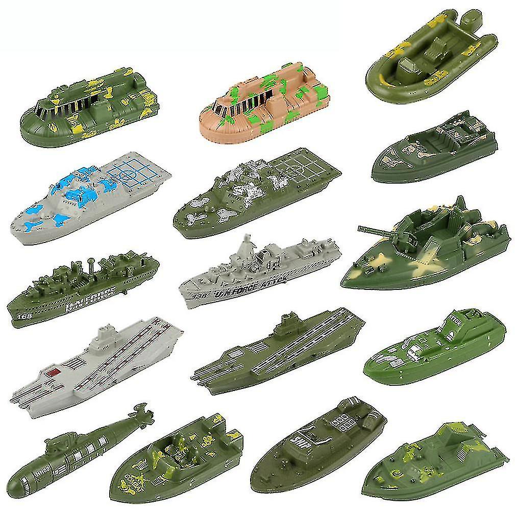 15pcs Mini Army Model Set Military Simulation Warship Carrier Toy