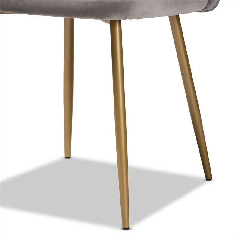 Bowery Hill Gray and Gold Finished Metal 2 Piece Dining Chair Set   Midcentury   Dining Chairs   by Homesquare  Houzz