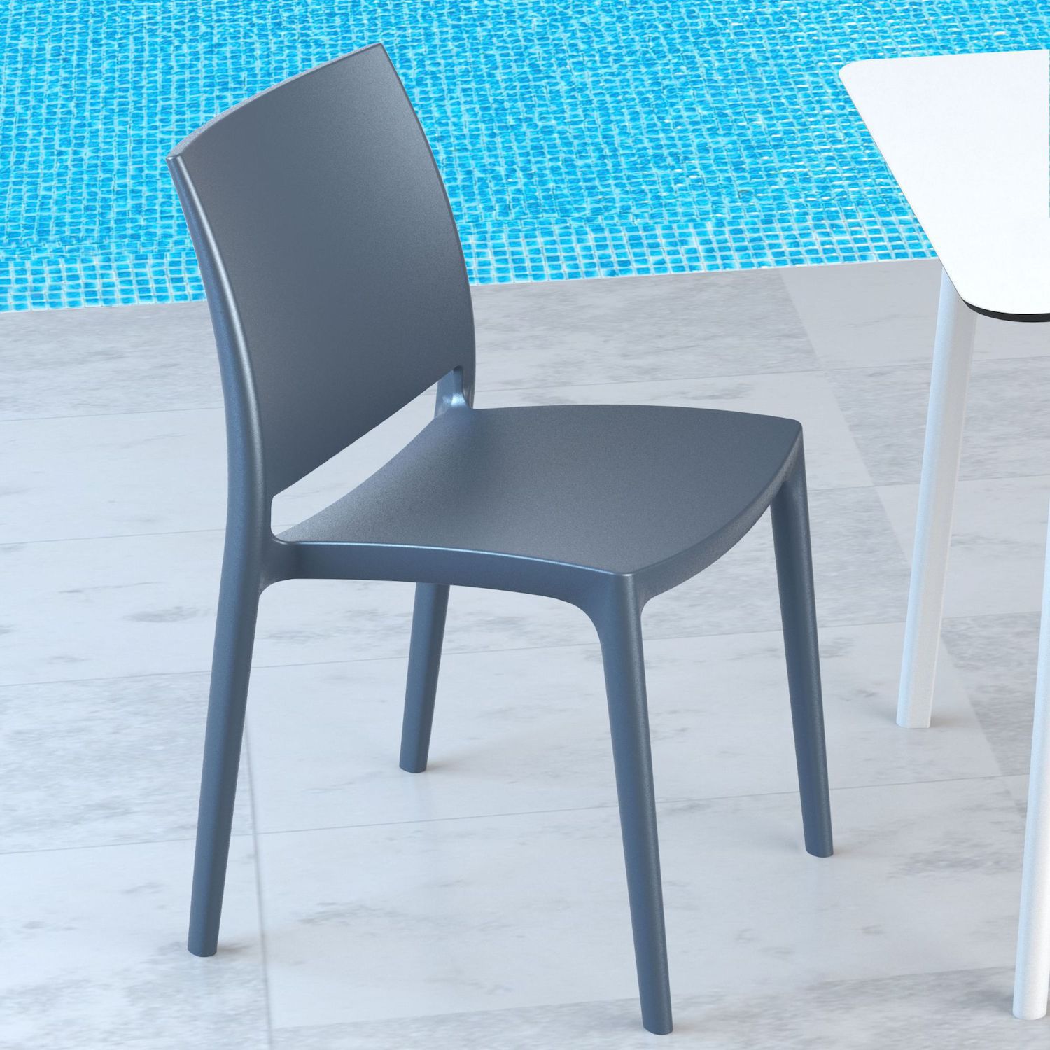 32 Gray Resin Solid Weather Resistant Outdoor Dining Chair