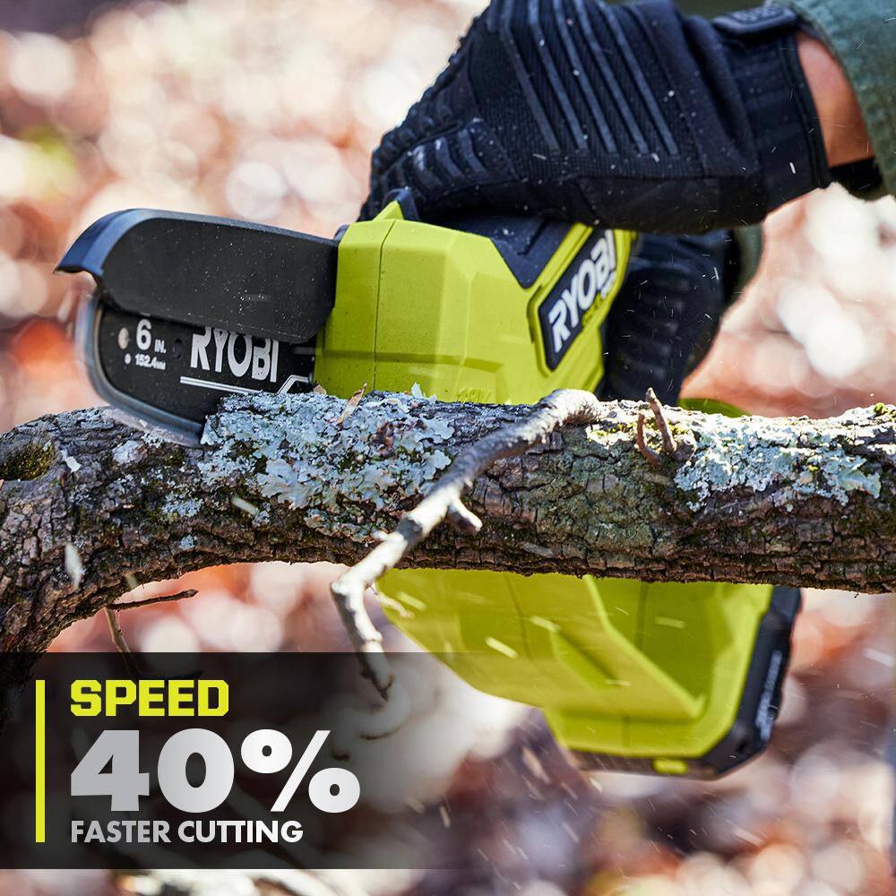 RYOBI ONE+ HP 18V Brushless 6 in. Battery Compact Pruning Mini Chainsaw (Tool Only) P25013BTL