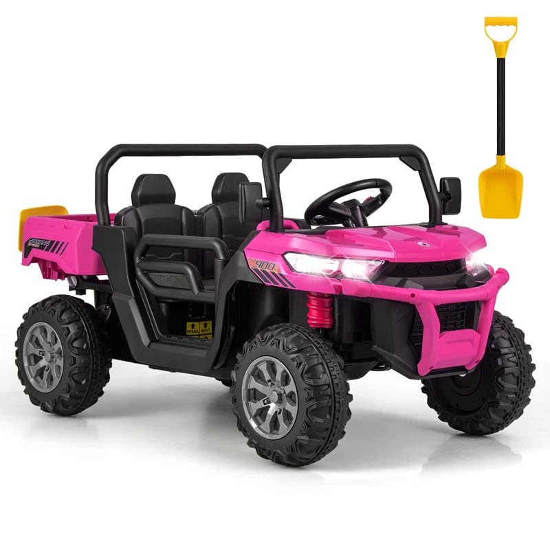 2-Seater Kids Ride On UTV, 12V Battery Powered Electric Toy Car with Remote Control, Dump Bed & Extra Shovel