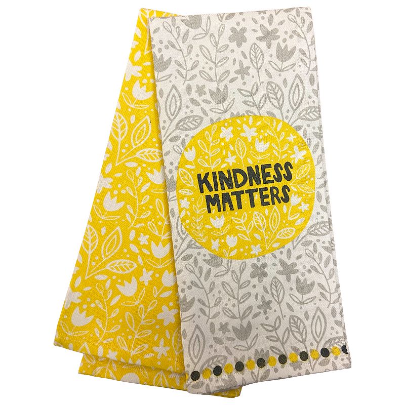 Homewear Kindness Matters Floral Dish Towels 2-piece Set