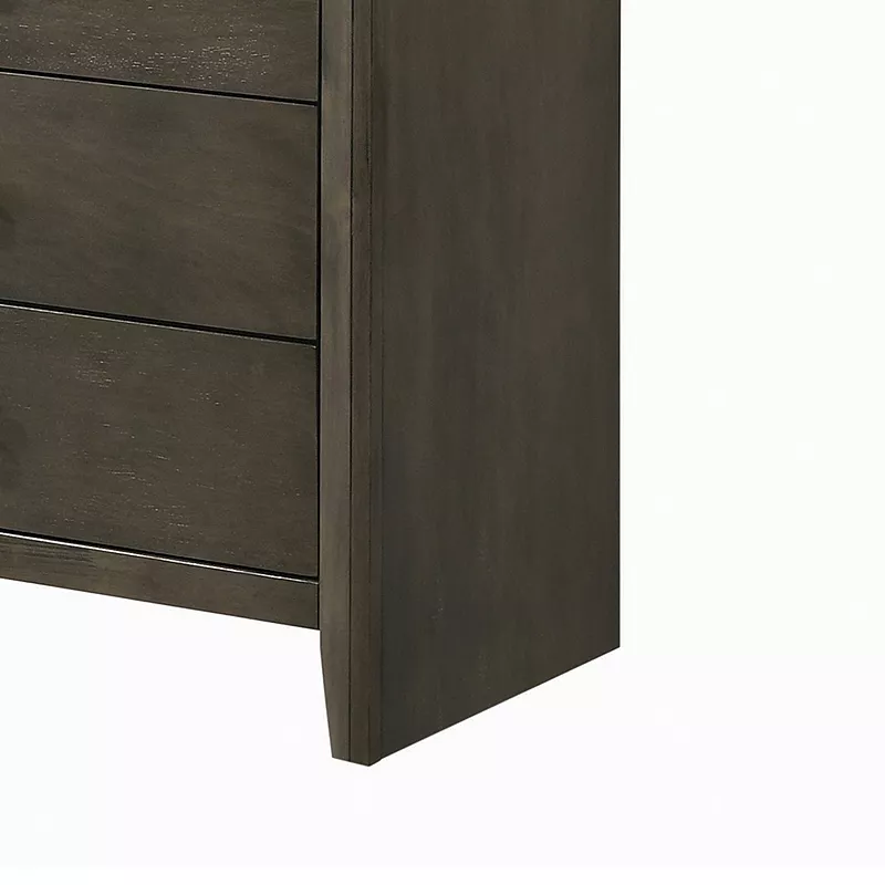 Transitional Style Wooden Chest with 5 Spacious Drawers， Gray